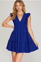 Hazel Sleeveless V Neck Ruffled Dress - Be You Boutique