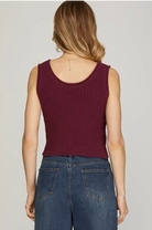 Ellis Sleeveless Textured Lightweight Sweater Top - Be You Boutique