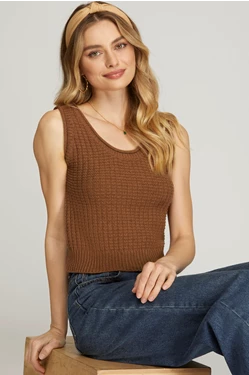 Ellis Sleeveless Textured Lightweight Sweater Top - Be You Boutique