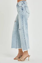 Risen Hank High Rise Frayed Hem Ankle Wide Leg Jeans - Be You Boutique